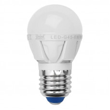 Лампа светодиодная диммируемая (08697) Uniel E27 6W 3000K матовая LED-G45-6W/WW/E27/FR/DIM