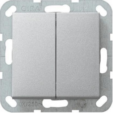 Переключатель кнопочный двухклавишный перекрестный Gira System 55 10A 250V алюминий 012826