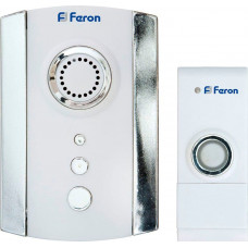 Звонок дверной беспроводной Feron Е-368 Электрический 35 мелодий белый хром с питанием от батареек